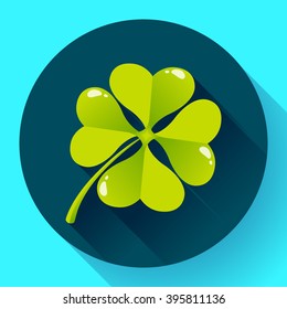 Four-leaf quatrefoil clover icon. Flat design style.