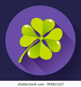 Four-leaf quatrefoil clover icon. Flat design style.