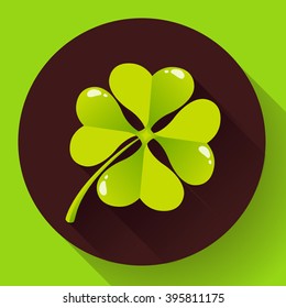 Four-leaf quatrefoil clover icon. Flat design style.