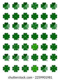 Four-leaf shamrock clover icon set. Symbol of Lucky Irish beer festival St Patrick's day. Vector Illustration.
