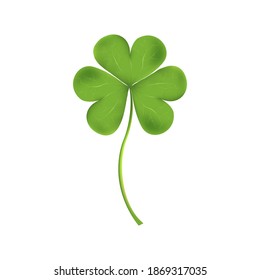 Four-leaf of shamrock isolated on white background.Clover green leaf for St Patrick's day in Ireland, Lucky fower-leafed symbol of Irish beer festival, 3d mesh vector icon