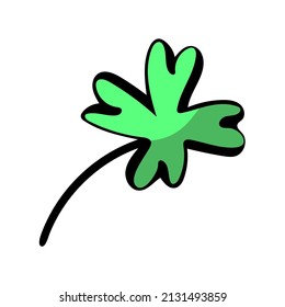 Fourleaf st. Patricks day celebration vector element. Luck symbol hand drawn icon.