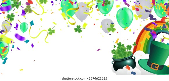 Four-leaf and three-leaf clover background wallpaper Saint Patrick's Day horizontal 