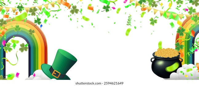 Four-leaf and three-leaf clover background wallpaper Saint Patrick's Day horizontal 