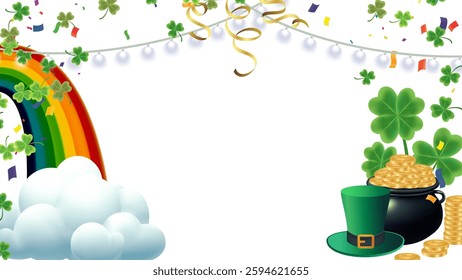 Four-leaf and three-leaf clover background wallpaper Saint Patrick's Day horizontal 