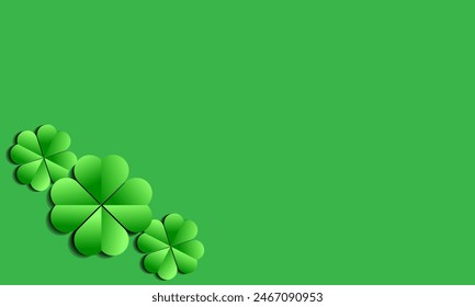 Four-Leafed Clover green background,Lucky Shamrock St. Patrick's Day