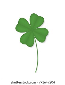 Four-leafed clover isolated on white background. Vector illustration