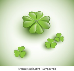 Four-leafed clover with small three-leafed clovers, EPS 10