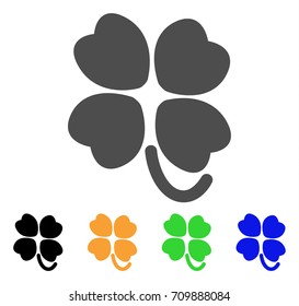 Four-Leafed Clover vector icon. Style is a flat graphic symbol in grey, black, yellow, blue, green color versions. Designed for web and mobile apps.