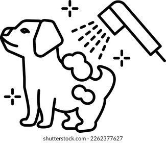 four-legged friends Spa Services vector outline icon design, Pet and Vet symbol, Animal Shelter sign, critter stock illustration, domestic dog wash station concept svg