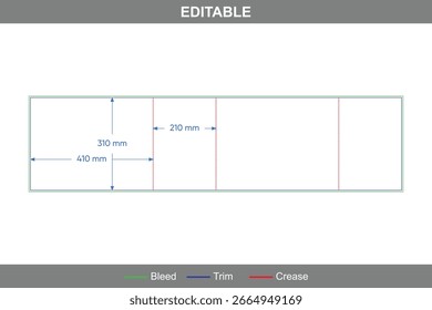 Dieline de inserção de quatro páginas com precisão de linha de matriz, layout de dieline de caixa detalhada e embalagem de dieline limpa para inserções impressas de várias seções