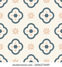 Four-Petal Floral Tile Repeat. Seasonal texture, perfect for textile, wrapping paper or print designs.
