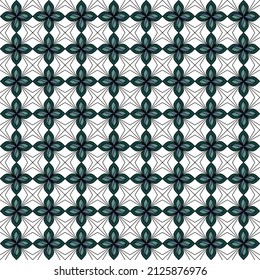 Patrón de flores de cuatro pétalos de color verde elegante adecuado para textiles