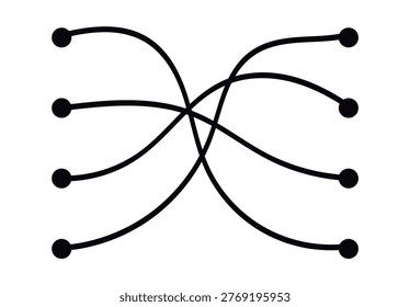 Four-point connection diagram with interlaced curved lines