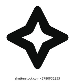 Fourpointed black star shape with rounded corners and a white starshaped cutout