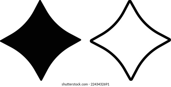 Four-pointed star icon vector set