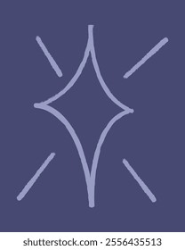 The four-pointed star seems to shine color. Clip art doodle illustration.