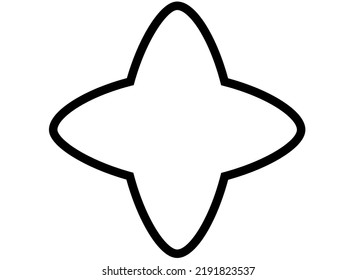 Four-pointed star - vector linear picture for coloring book, logo or pictogram. Outline. Star with four rays for coloring book