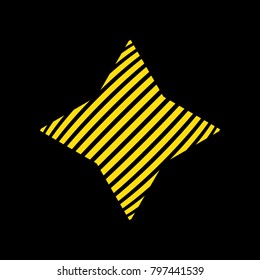 Four-pointed star with yellow lines energy symbol