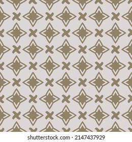 Four-pointed stars and crosses. Vector with the same decor shapes, reminiscent of a wallpaper or a simple pattern.