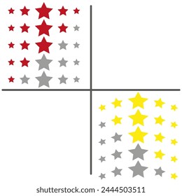 Four-quadrants matrix with stars. Rating concept chart. Performance measurement. Vector illustration. EPS 10. - Powered by Shutterstock - Get 15% off with code: PIKWIZARD15