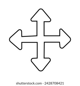 four-sided arrow icon. Element of simple icon for websites,web design, mobile app, info graphics. Thin line icon for website design and development, app development. Vector illustration. Eps file 407.
