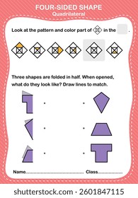 Four-sided Shapes Worksheet. Fun and Educational Worksheet for Preschool and Kindergarten Activities!