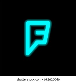 Foursquare blue glowing neon ui ux icon. Glowing sign logo vector