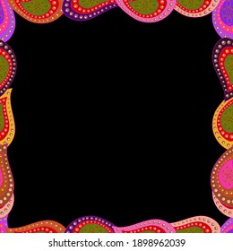 Foursquare enframes doodles. Imagen en rojo, negro y naranja. Vector. Sin inconveniente.