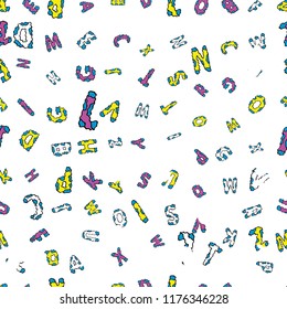 Foursquare frames doodles. Picture in white, blue and black colors. Vector. Seamless.