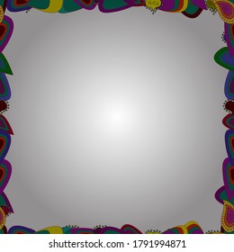 Foursquare frames doodles. Seamless. Picture in white, purple and blue colors. Vector.