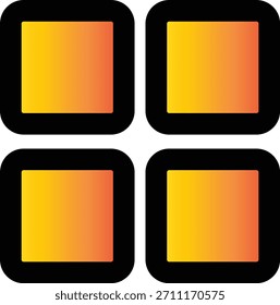 Icono de cuadrícula de cuatro cuadrados con relleno degradado. Representa las categorías, el panel, el menú App y la navegación de la interfaz de usuario.