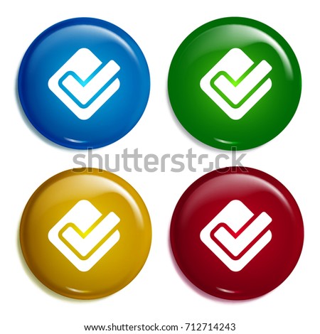 Foursquare multi color gradient glossy badge icon set. Realistic shiny badge icon or logo mockup
