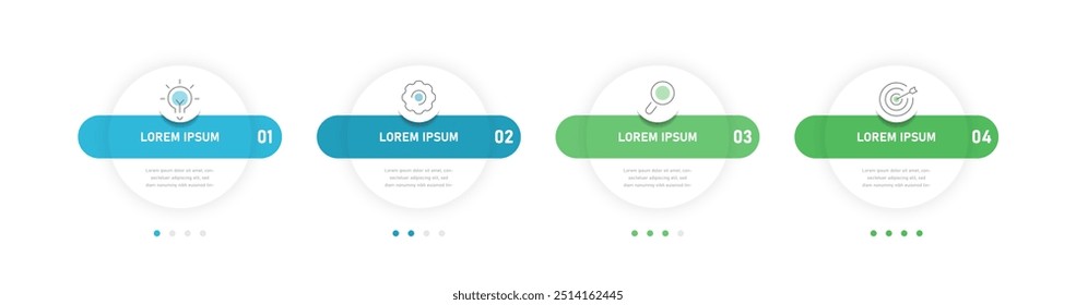 A four-stage scheme reflecting the achievement of the process. Infographics for business presentations consisting of stages, options, moves