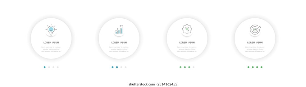 A four-stage scheme reflecting the achievement of the process. Infographics for business presentations consisting of stages, options, moves