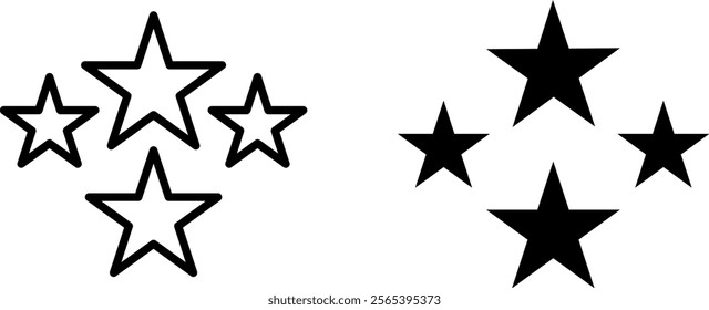 "Four-Star Vector Line Icon Set: Elegant and Premium Rating Designs"