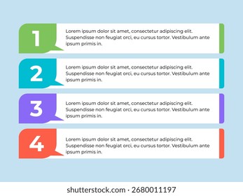 Una infografía de cuatro pasos con un diseño curvo y numerado. Perfecto para presentaciones de negocios, marketing e informes.