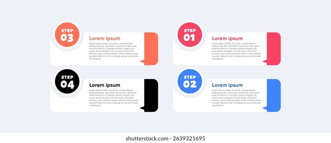 FourStep Process Infographic Colorful Steps, Lorem Ipsum Text