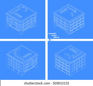 four-story building with four sides schematic drawing
