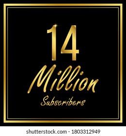 Fourteen or 14 Million followers or subscribers achievement symbol design, vector illustration.