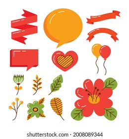 fourteen autumn season set icons