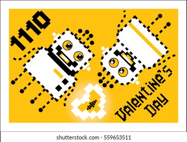 fourteen in binary. Valentine's day Card for geeks, computer geeks, techies.