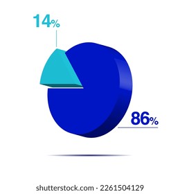 fourteen eighty six 14 86 3d Isometric pie chart diagram for business presentation. Vector infographics illustration eps.