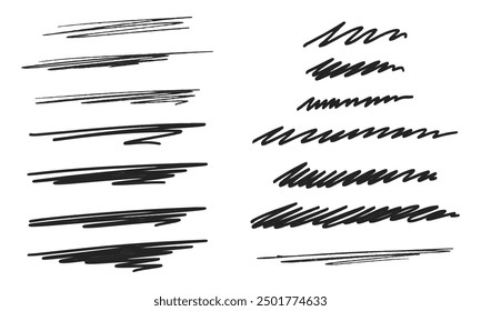 Fourteen Handwritten Doodles and Squiggles. Vector Set