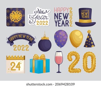 fourteen happy new year icons