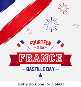 Fourteen of July - Grunge Flag - Perfect for advertising, poster or greeting card for the French National Day, July 14, Bastille Day.