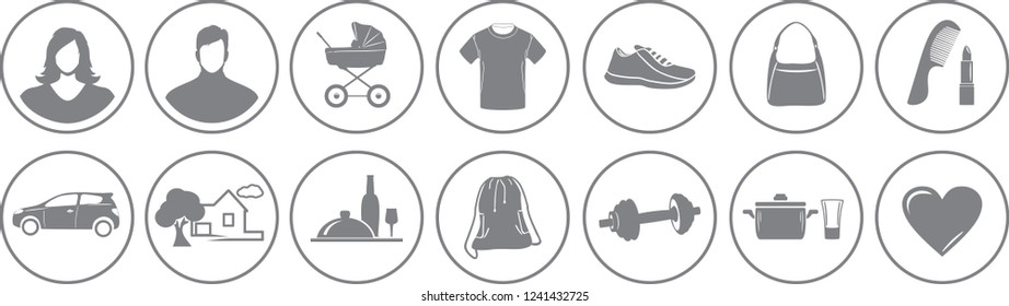 Fourteen service icons for online store. Vector