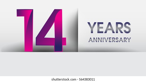 fourteen years Anniversary celebration logo, flat design isolated on white background, vector elements for banner, invitation card for 14th birthday party