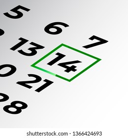 fourteenth day of the calendar vector, isometric calendar