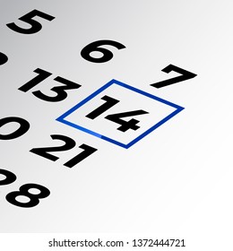 fourteenth day of the calendar vector, isometric calendar